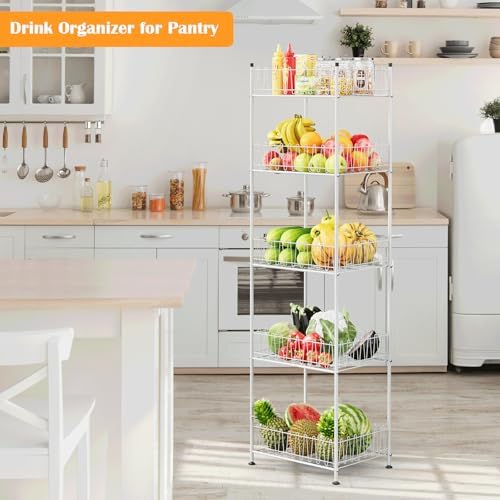 Water Bottle Organizer 5 Tier Water Bottle Storage Rack Beverage Organizer for Pantry, Metal Bottled Water Drink Holder, Large Capacity Soda Can Organizer for Kitchen Party - Image 5