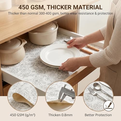 Coavas Shelf and Cabinet Liner, Easy Cut Protective (Floral, 24 in x 20 ft) - Image 4