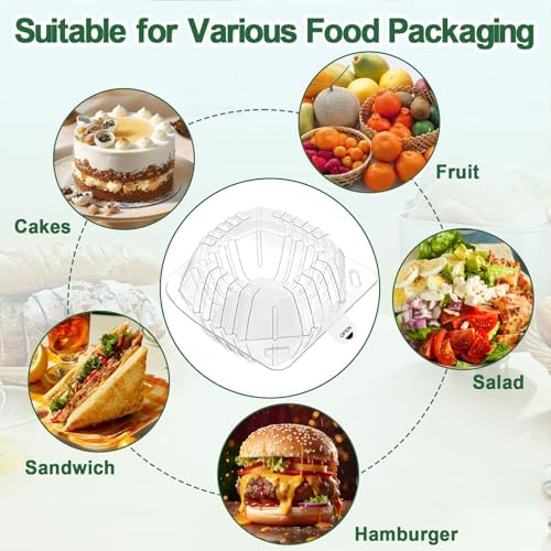 25 Pack 6x6in Clear Plastic Hinged Clamshell Takeout Containers with Lids - Image 6