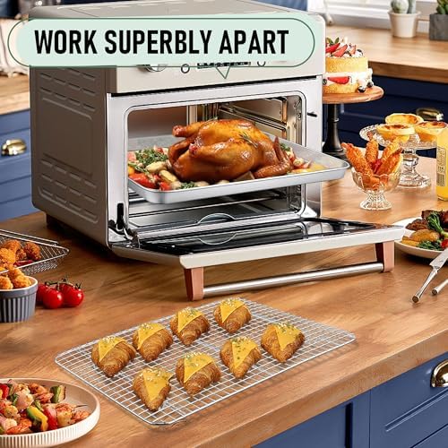 Homikit Baking Sheet with Wire Rack Set (1 Pan+1 Cooling Rack), 16" x 12" | Stainless Steel Jelly Roll Pan with Grid Cooling Rack, Nonstick Baking Cookie Bacon Tray for Oven Cooking, Dishwasher Safe - Image 6