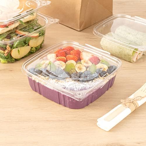 Restaurantware Tamper Tek 48 Ounce Take Out Containers 100 Tamper-Evident Deli Containers - Hinged Lid Freezable Clear Plastic Meal Prep Containers Disposable For Carry Out Or Lunches - Image 3