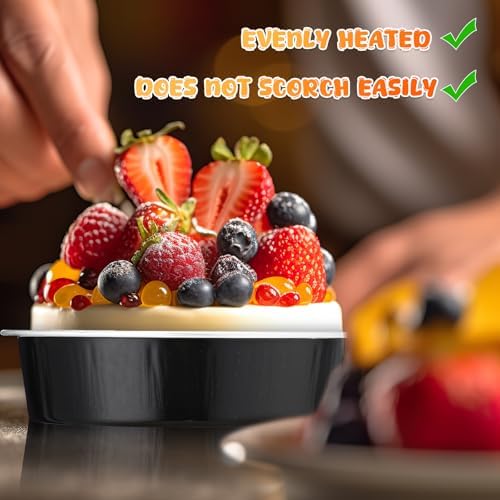 Yinder 8 oz Disposable Creme Brulee Ramekins with Lids, 4 Inch Mini Pie Tins Aluminum Foil Pie Tart Cake Baking Pans Individual Round Containers Oven Safe(Black & Silver,120 Pcs) - Image 4