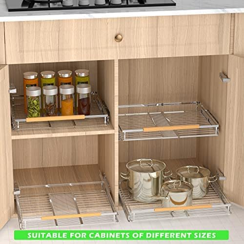 Pull-Out Cabinet Organizer, Stainless, 23.2-39.9 In, 2 Pack - Image 7