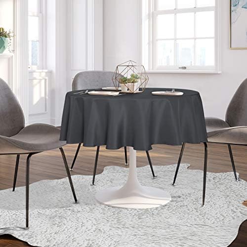 sancua Round Tablecloth, 80 Inch, Grey - Image 3