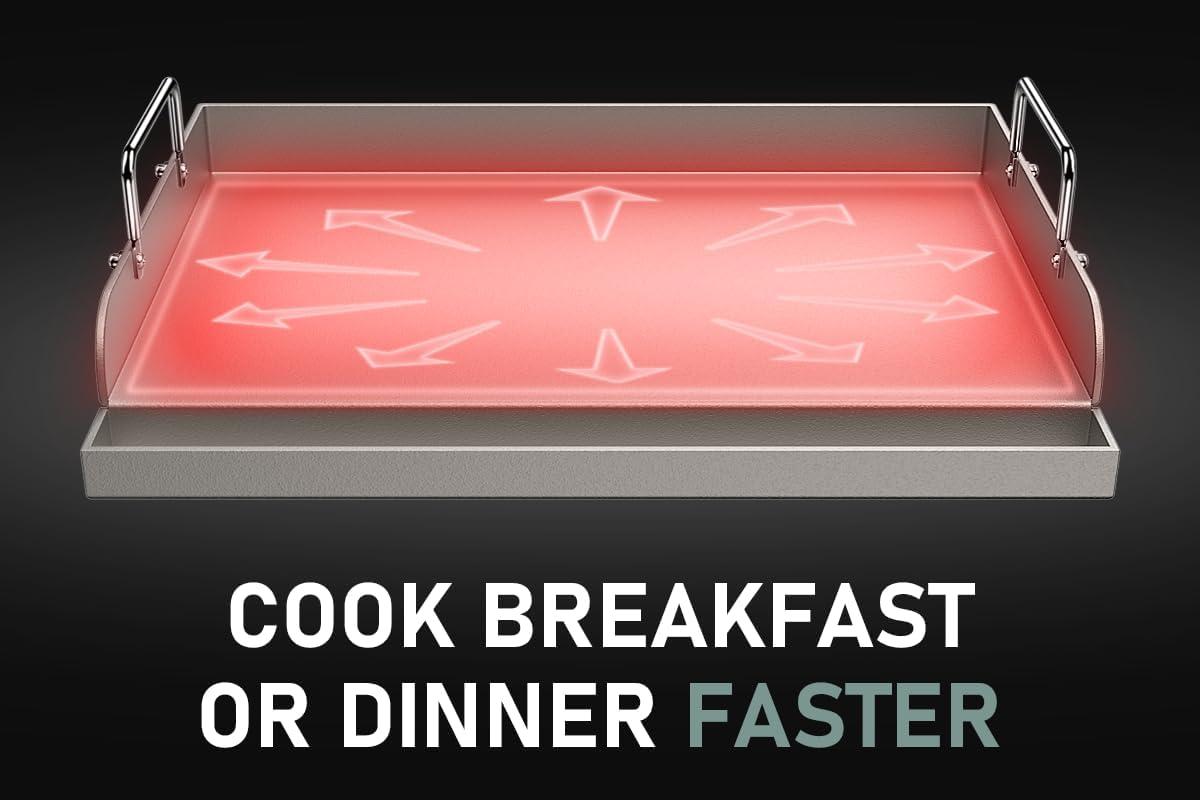 Utheer 17" x13" Nonstick Cast Iron Griddle for Gas Grill, Cooking Griddle Pan for Outdoor Gas Grill, Muti-Purpose Cooking Flat Top Plate for Weber, Nexgrill, Charbroil, Camp Chef, Kenmore