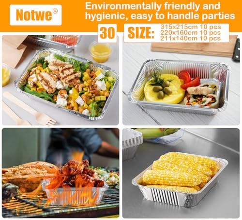 Notwoe® 40 Pack Disposable Aluminum Pans With Lids, 12x8 And 8x6 Square 8x5 6.9x4.3 Square Combo Set, Disposable Baking and Cake Pan. (40 Pack w/Lids) - Image 6