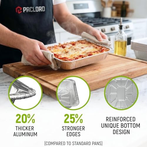 Aluminum Foil Pans - Half-Size 9" x 13", Pack of 50 - USA-Made Disposable Aluminum Trays for Steam Table & Chafing Racks - Great for Baking, Catering, BBQ, Parties, Food Delivery - Image 4