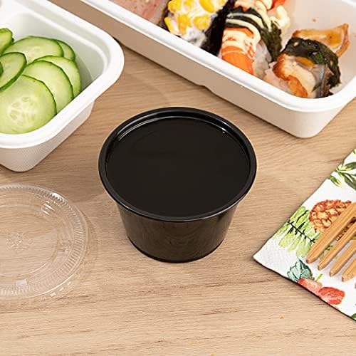 Restaurantware-Chef 101 4 Ounce Sauce Cups, 2000 Microwave-Safe Condiment Cups - Crack-Resistant, Disposable, Black Plastic Portion Cup, For Samples, Sauces, Or Toppings, Lids Sold Separately - Image 6