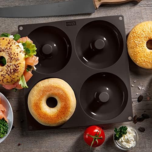 Lurch Germany FlexiForm Silicone Nonstick Baking Mold for 4 Bagels & Donuts | Non-Stick Donut Pan for Baking | Dishwasher, Oven And Freezer Safe Ø 4.6" - Brown - Image 5