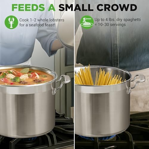 NutriChef 14 Quart Stock Pot with Lid - Heavy Duty Stainless Steel, Induction Ready, Ergonomic Handles - Image 4