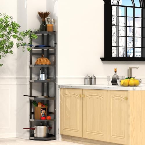 7-Tier Multifunctional Adjustable Pan & Pot Rack for Kitchen, Pan Organizer, Pot Organizer Organization & Storage, Pot Lid Organizer (Corner 7-tier wall mount) - Image 2
