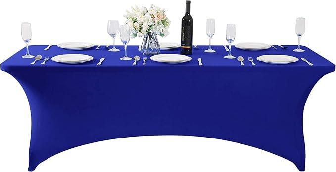 MDS® Pack of 12 Spandex Tablecloth 4FT Tight Fitted Stretch Table Cover – Washable Wrinkle-Free Reusable Elastic Patio Tablecloth for Wedding, Party, Banquet, Trade Show, Event Décor - Royal Blue - Image 2