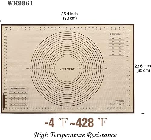 CHEFMADE Silicone Baking Mat, 36" x 24" Extra Thick Large Non-Stick Sheet Mat with Measurement | Non-Slip Reusable Food Grade Flexible Dishwasher Safe｜Making,Cookies,Macarons,Bread,Pastry and Pizza - Image 2
