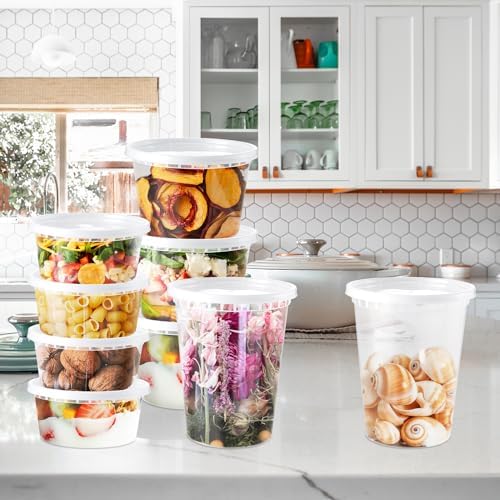 NEEBAKE 150 Set Deli-Containers-with-Lids: [8oz 16oz 32oz] Combo Plastic-Food-Storage-Containers-with-Lids, Microwaveable & Freezer Safe To-Go-Containers, Leak-proof Meal-Prep-Containers - Image 7