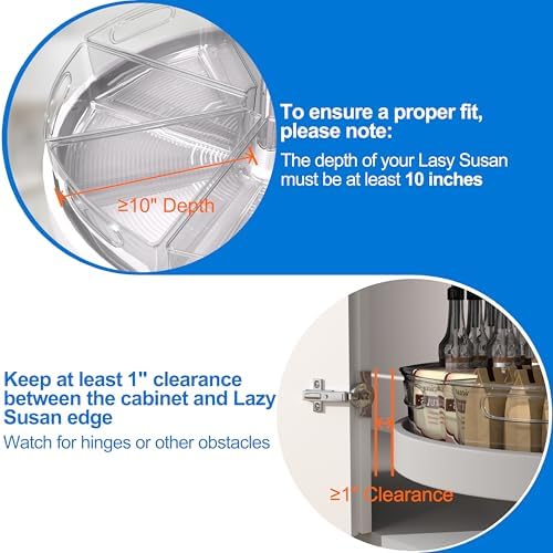 JOWBOOW Lazy Susan Organizer Bins for 26"-27" Diameter Corner Cabinet Lazy Susan, 6 Pack, Clear Plastic Cabinet and Pantry Storage Bin, 1/8 Wedge-Food Safe, BPA Free - Image 5