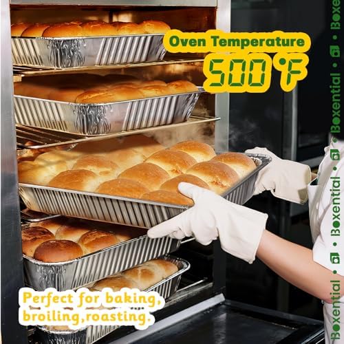 21x13 Aluminum Pans [50 Pack], Extra Heavy Duty Full Size Disposable Aluminum Foil Pans, Deep Baking Pans for Cooking, Roasting, Heating, and Steam Tables - Image 4