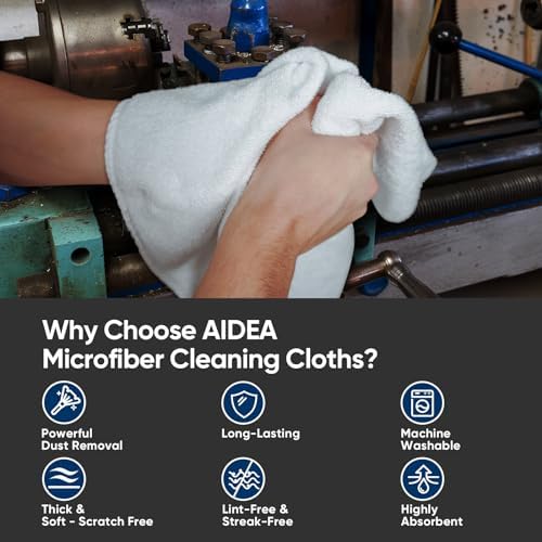 AIDEA White Microfiber Cleaning Cloth 100PK, Reusable Cleaning Rags 12"x12" - Image 2