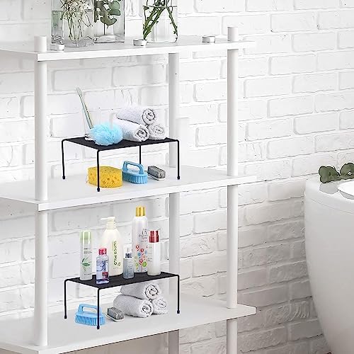 SIBAO 6-Shelf Kitchen Storage Organizer, 13.1 x 10.2 Inch Mesh Cabinet Shelves Rack (Black), Maximize Space, No Assembly Required, Modern Design, Rust-Resistant, 10-15 lbs Weight Capacity - Image 2