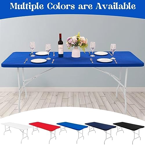 Fivenl 6 Pack Spandex Table Top Cover for 6FT Rectangle Table, Stretch Fitted Tablecloth Washable Elastic Edge for Indoor Outdoor Party Picnic Camping (30" W x 72" L, Royal Blue) - Image 7