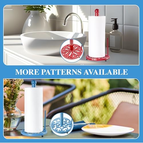 JOGREFUL Cast Iron Paper Towel Holder, Kitchen Countertop Stand Light Blue - Image 4