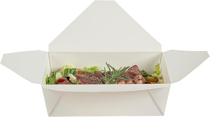 Restaurantware-Bio Tek 8.5 x 6.3 x 2.5 Inch Food Containers, 200 Durable Noodle Boxes - Disposable, Sustainable, White Paper 17-Ounce Takeout Boxes, Rectangle, For Takeouts, Or Picnics - Image 11