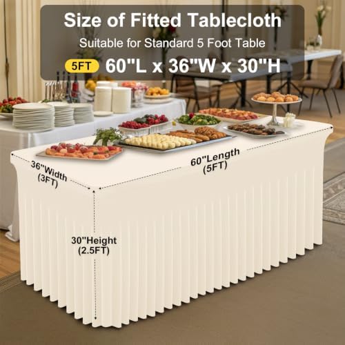 Smiry 2 Pack Spandex Elastic Fitted Table Cloth Skirt for 5FT Table - Image 3