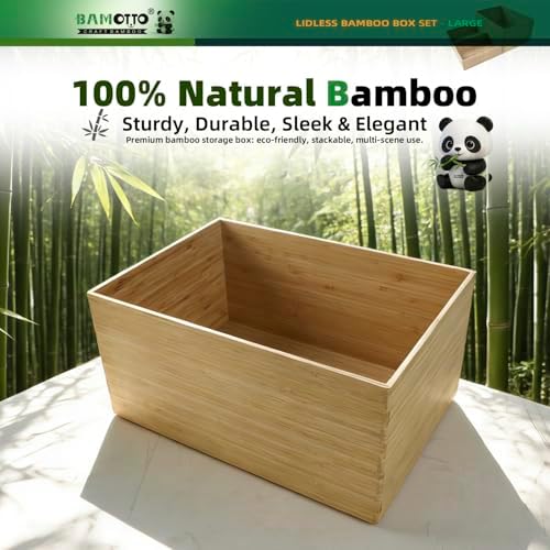 BAMOTTO CRAFTBAMBOO 3-Piece Bamboo Storage Box Set Stackable Organizer - Image 6