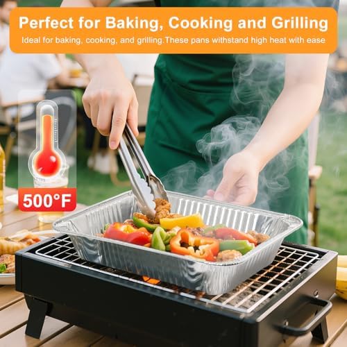 ® Aluminum Foil Pans with Foil Lids - 50 Pack, 7"×5", 1.5 LB Capacity, Disposable Containers for Baking, Meal Prep, Freezer Storage & Takeout. (50) - Image 3