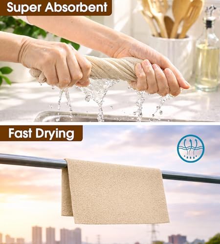 KitchLife Microfiber Cleaning Cloth Roll, 200 Pack - Tear-Away Microfiber Paper Towels, Lint-Free, Reusable, Washable for Kitchen, Car, Dishes, and Sensitive Surfaces (Sand Beige) - Image 4