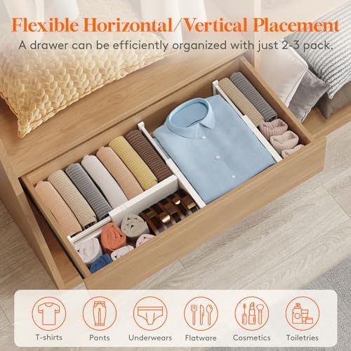 Lifewit 4" High Upgrade Drawer Divider, Adjustable Drawer Organizer Clothes - Image 5