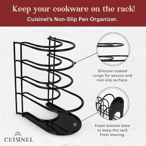 Cuisinel Pan Organizer for Cast Iron, Silicone-Coated 12" Skillet Rack, 2 Pack - Image 4