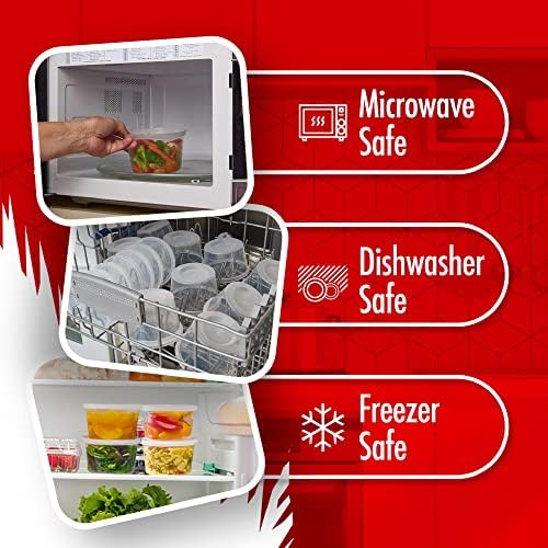 16oz-Deli Containers with Lids Leakproof - 50 Pack BPA-Free Plastic Microwaveable Clear Food Storage Container Premium Heavy-Duty Quality, Freezer & Dishwasher Safe - Image 5