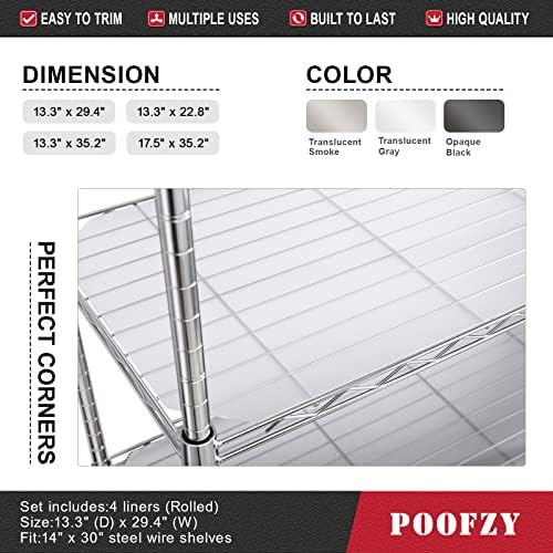 Poofzy Wire Shelf Liner 14" x 30", Set of 4 Clear - Image 2