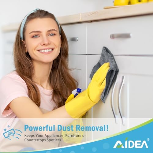 AIDEA Gray Microfiber Cleaning Cloth-100PK, Cleaning Rags 12"x12" Absorbent - Image 4