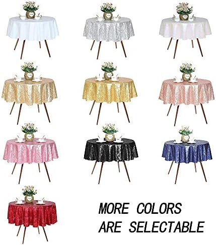 JYFLZQ Black Sequin Tablecloth, Glitter Party Table Cover 50 Inch Round - Image 5