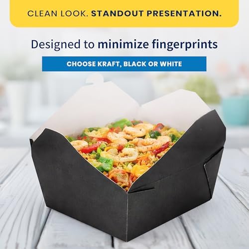 FC Meyer MeyerPak #8 Take Out Cartons, Leak & Grease Resistant Take Out Boxes, to Go Food Containers, 6″ x 4 3⁄4” x 2 1⁄2“, Black, Pack of 300 - Image 3