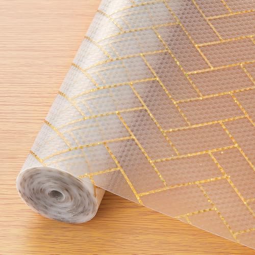 Cooyes Shelf Liner for Kitchen Cabinets – Non-Adhesive Waterproof Drawer Liner – Durable EVA Material Easy-to-Cut Shelf Paper for Refrigerator, Cupboard, Dresser with Modern Pattern by Cooyes