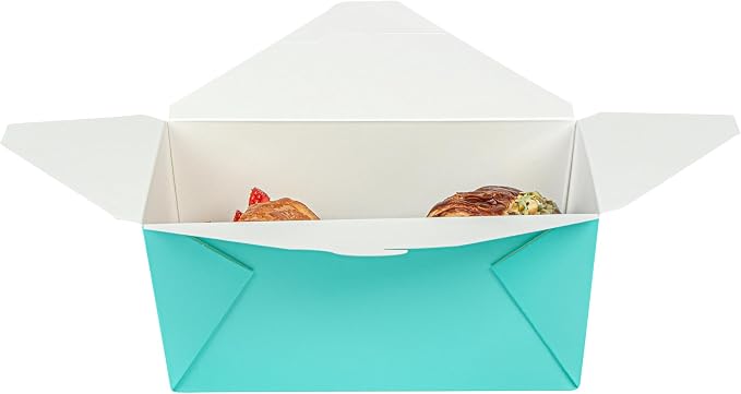 Restaurantware Paper Take Out Box 50 Count 8.5 x 6.2 x 3.5 Inches 98 oz Leakproof Turquoise Food Container with Secure Lid, Grease-Resistant Rectangular Design for Large Capacity Food Storage - Image 11