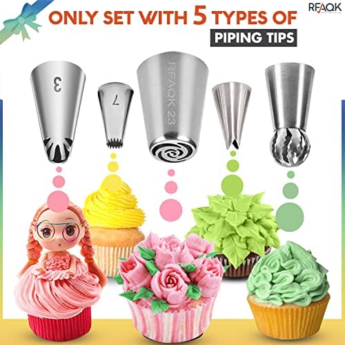 RFAQK Icing Piping Bags and Tips Set, Cake Decorating Kit with Numbered Russian Piping Tips, Pastry Bags for Cookie Cupcake Cake Decoration, Cake Decorating Tips Set with Booklet and E-book - Image 3
