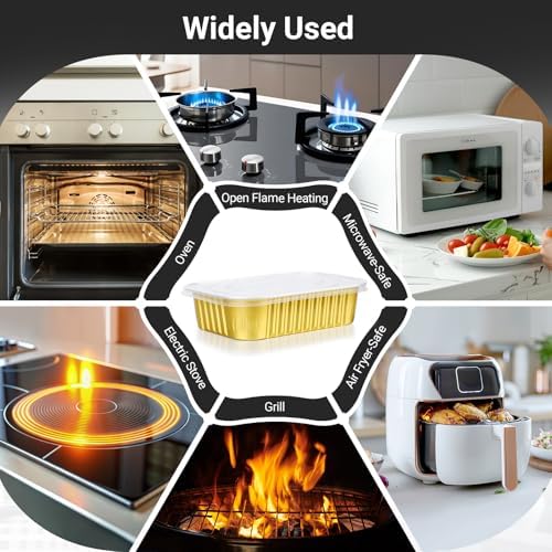 EUSOAR Aluminum Foil Pans with Lids, 25pack 16oz Bread Loaf Pan Disposable Cake Tin, Heavy Duty Foil Catering Party Meal Prep Freezer Drip Pans for Microwave Oven Safe Cooking,Baking,Roasting,Heating - Image 6