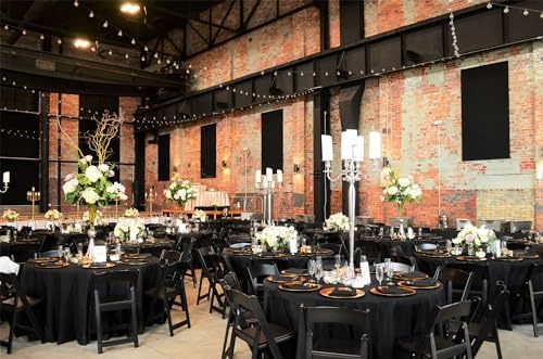 10 Pack Black Round Tablecloths,132 Inch Polyester Table Cloth - Image 3