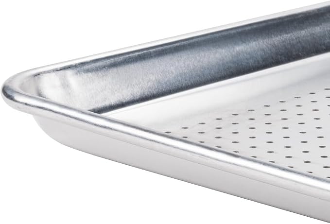 Full Size Aluminum Baking Sheet Pan with Holes (18 x 26 Inch), Set of 3 Commercial Bakery Tray, Crisping & Even Baking, NSF Grade, Wire Rim, Stackable (3, Full Size 18" x 26" inches) - Image 6