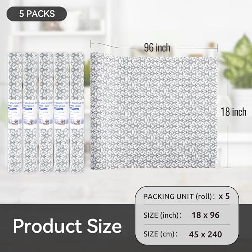 FIFTY FEET 18"x96" Non-Adhesive Shelf Liner for Kitchen Cabinets and Drawers, Washable Non-Slip PVC Cabinet Liner (Black Floral)(5 Roll) - Image 5