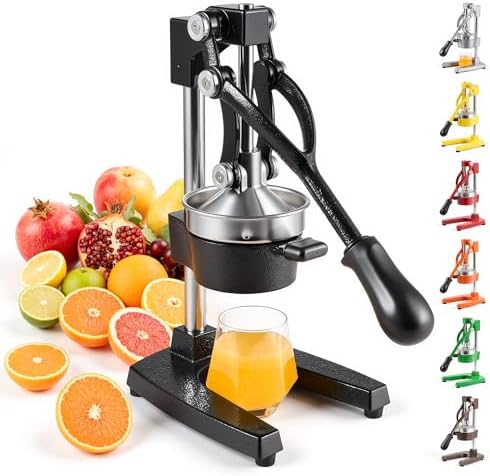 CO-Z Manual Citrus Juicer, Commercial Grade Cast Iron Orange Juicer, Professional Heavy Duty Juice Press with Removable Strainer, Manual Juice Extractor for Orange Lemon Pomegranate Citrus, Black by CO-Z