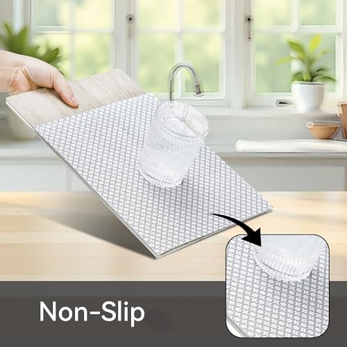 FIFTY FEET 18"x96" Non-Adhesive Shelf Liner for Kitchen Cabinets and Drawers, Washable Non-Slip PVC Cabinet Liner (Black Circle)(3 Roll) - Image 2