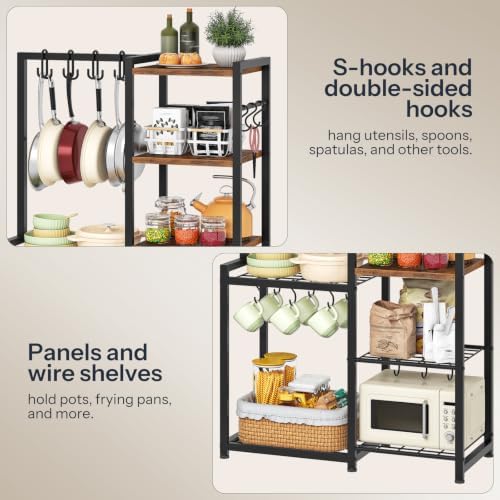 CHOEZON 5-Tier Pot Rack, Cookware Stand with Hooks, Pans Pots Organizer for Kitchen, Living Room, and Bedroom, Black TPR17BF - Image 6