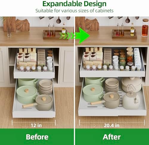 PAKETA 1 Pack Expandable Pull Out Cabinet Organizer,21" Deep - Image 5