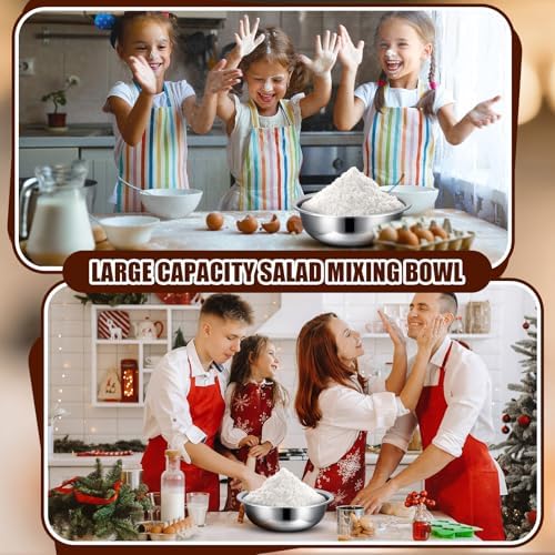 Nuogo 4 Pcs Stainless Steel Mixing Bowls Metal Mixing Bowls Extra Large Basin Salad Basin Deeper Edge Dishwasher Safe Mirror Finish for Home and Commercial, Silver (13 Inch 8 Qt) - Image 5