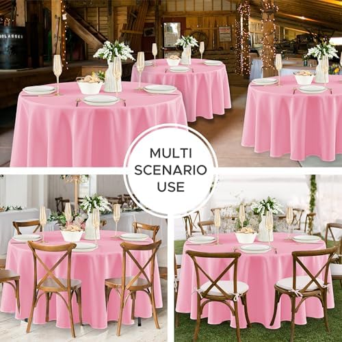 Fitable 8 Pack Pink Tablecloths 120 Inch Round for 48"-96" Tables - Image 5