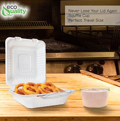 EcoQuality [300 PACK] 3 Oz Leak Proof Plastic Condiment Souffle Containers with Attached Lids - Portion Cup with Hinged Lid Perfect For Sauces, Samples, Slime, Jello Shot, Food Storage & More! - Image 6